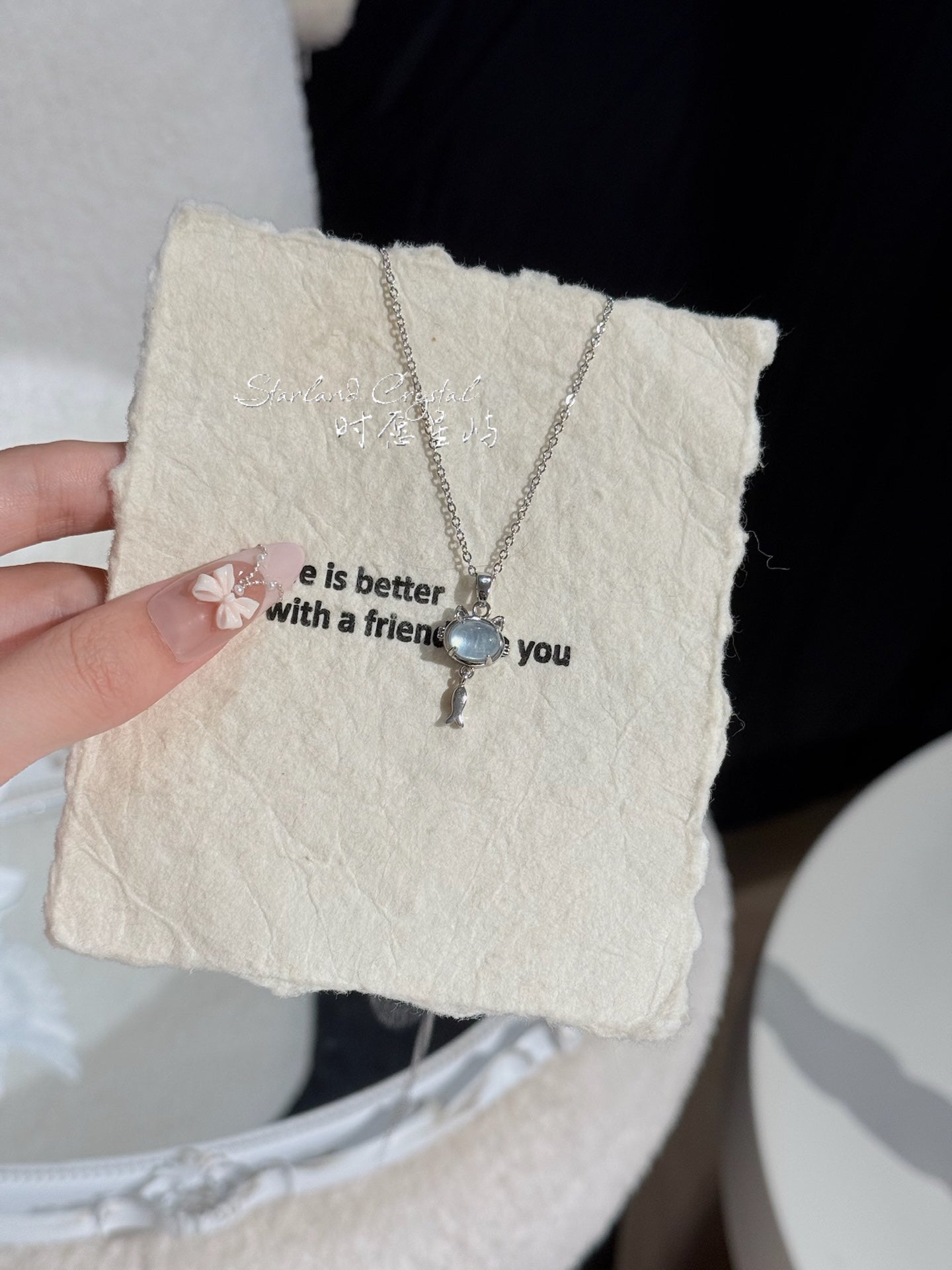 Aquamarine Kitten Fish Pendant – Gentle Wave Whisper