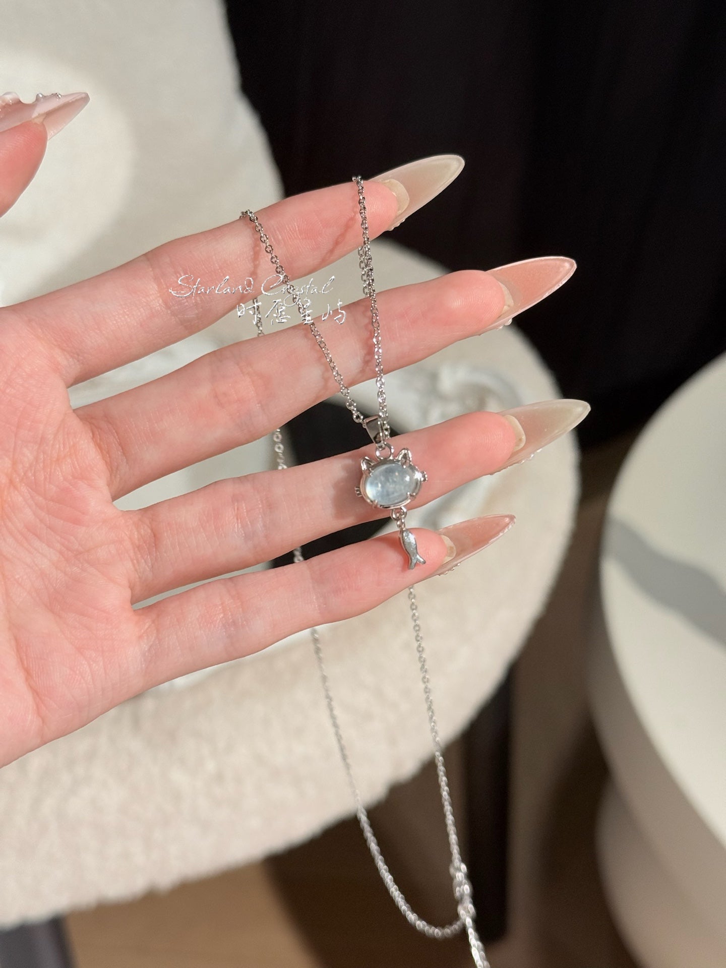 Aquamarine Kitten Fish Pendant – Gentle Wave Whisper