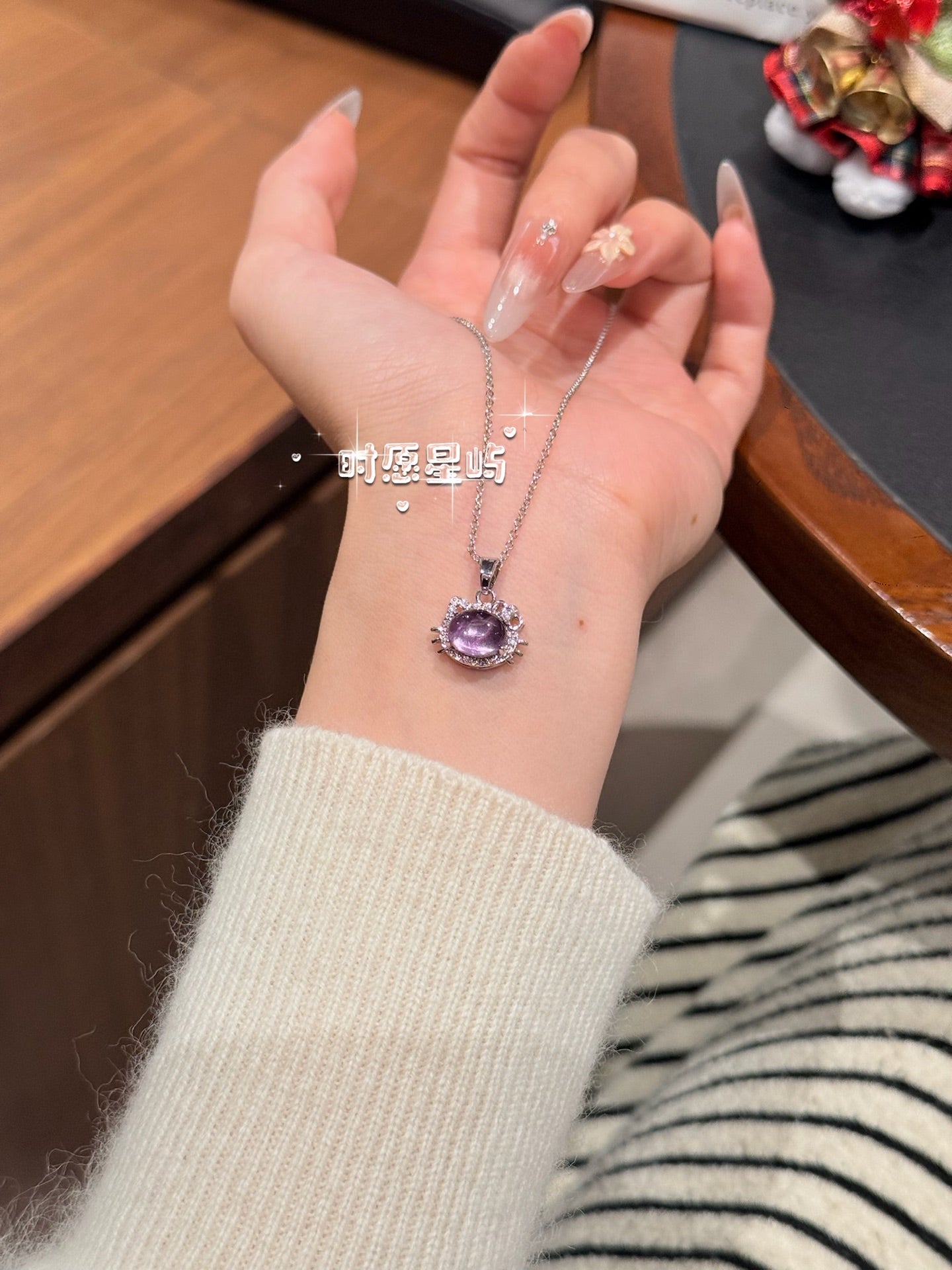 Amethyst Kitten Heart Pendant – Success Whisper