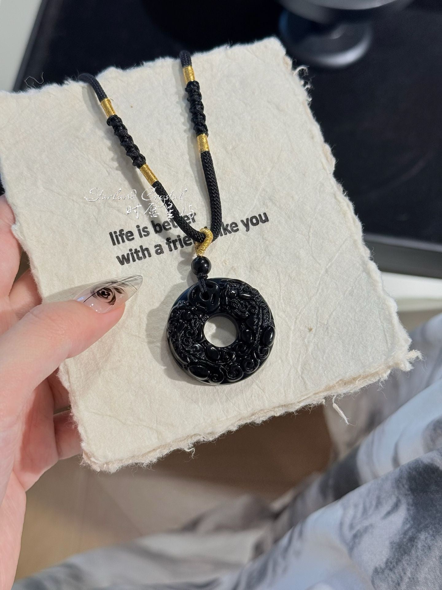 Black Obsidian Dragon Peace Buckle – Midnight Guardian Whisper