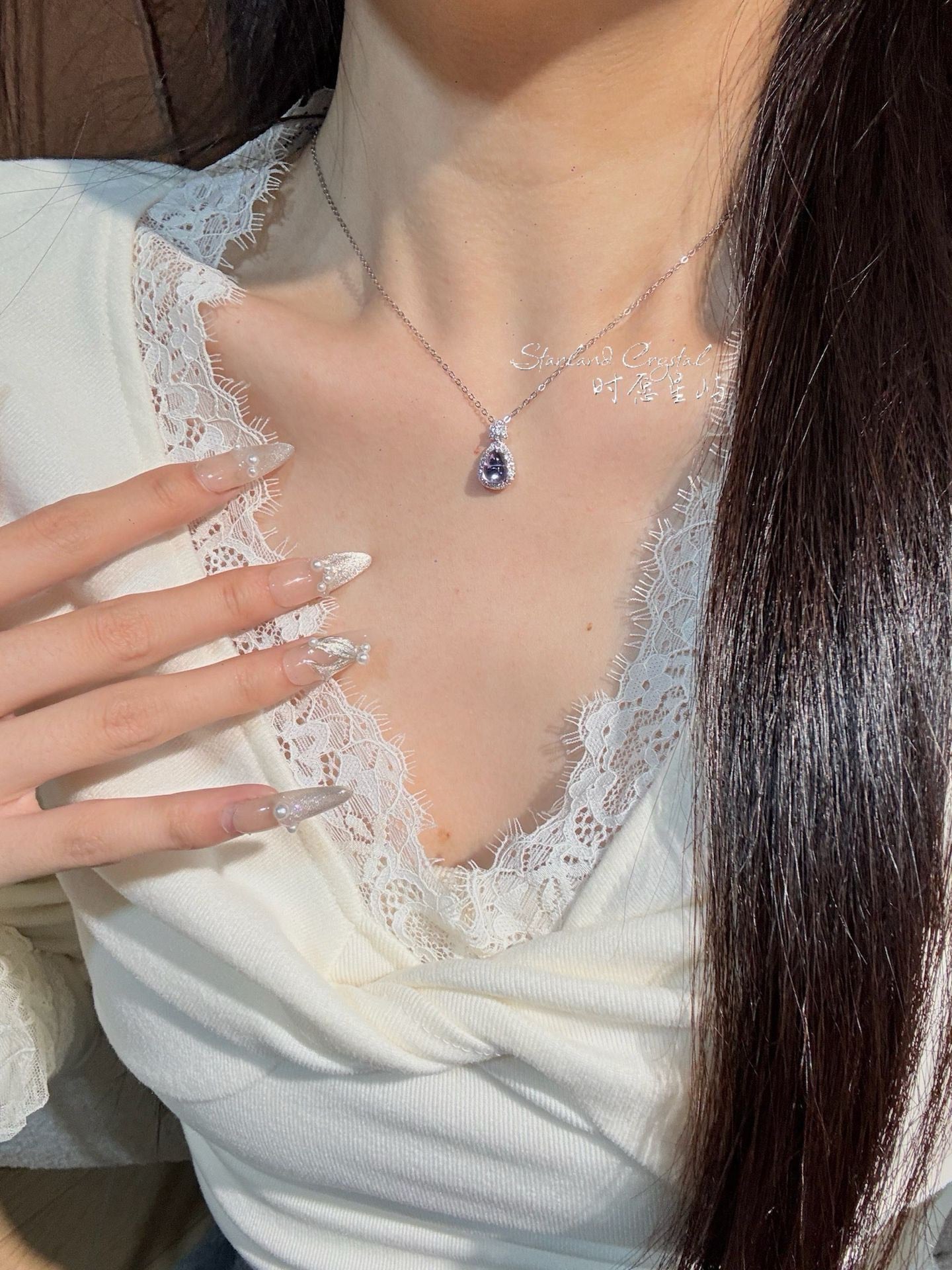 Amethyst Firefly Teardrop Pendant – Starlit Wish Whisper