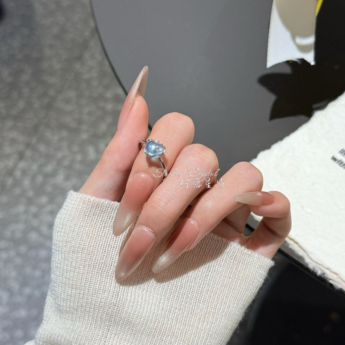 Aquamarine Winged Gourd Ring – Ocean Dew Whisper