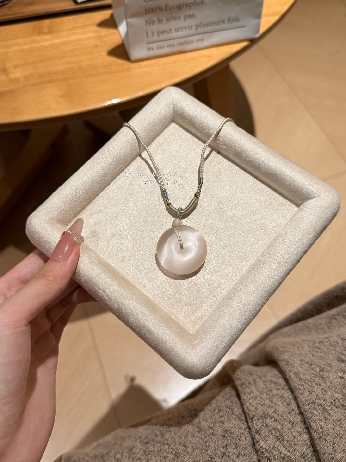 Ballet Pink Cat’s Eye Peace Bi Pendant Necklace