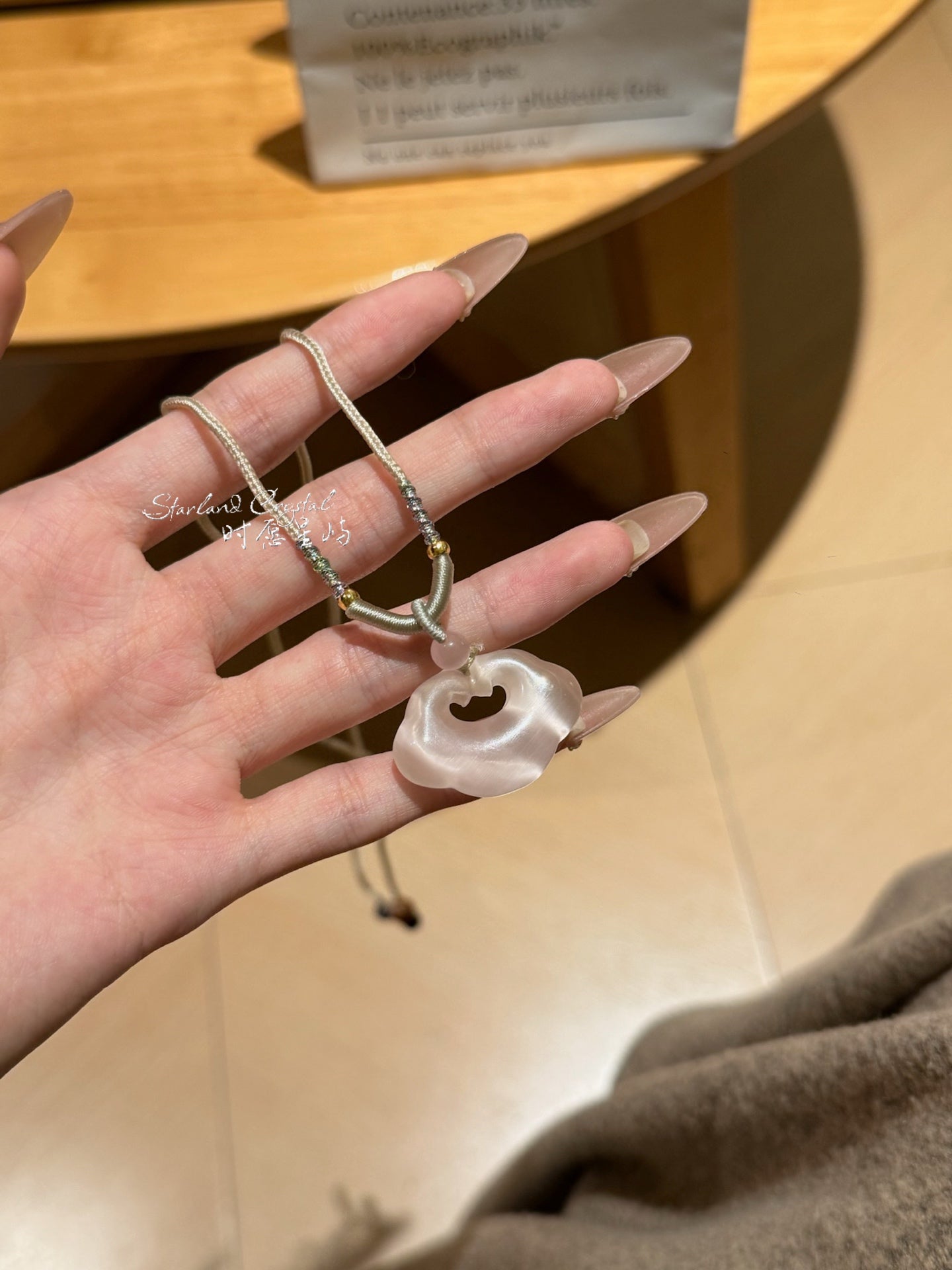 Ballet Pink Cat’s Eye Peace Lock Pendant Necklace