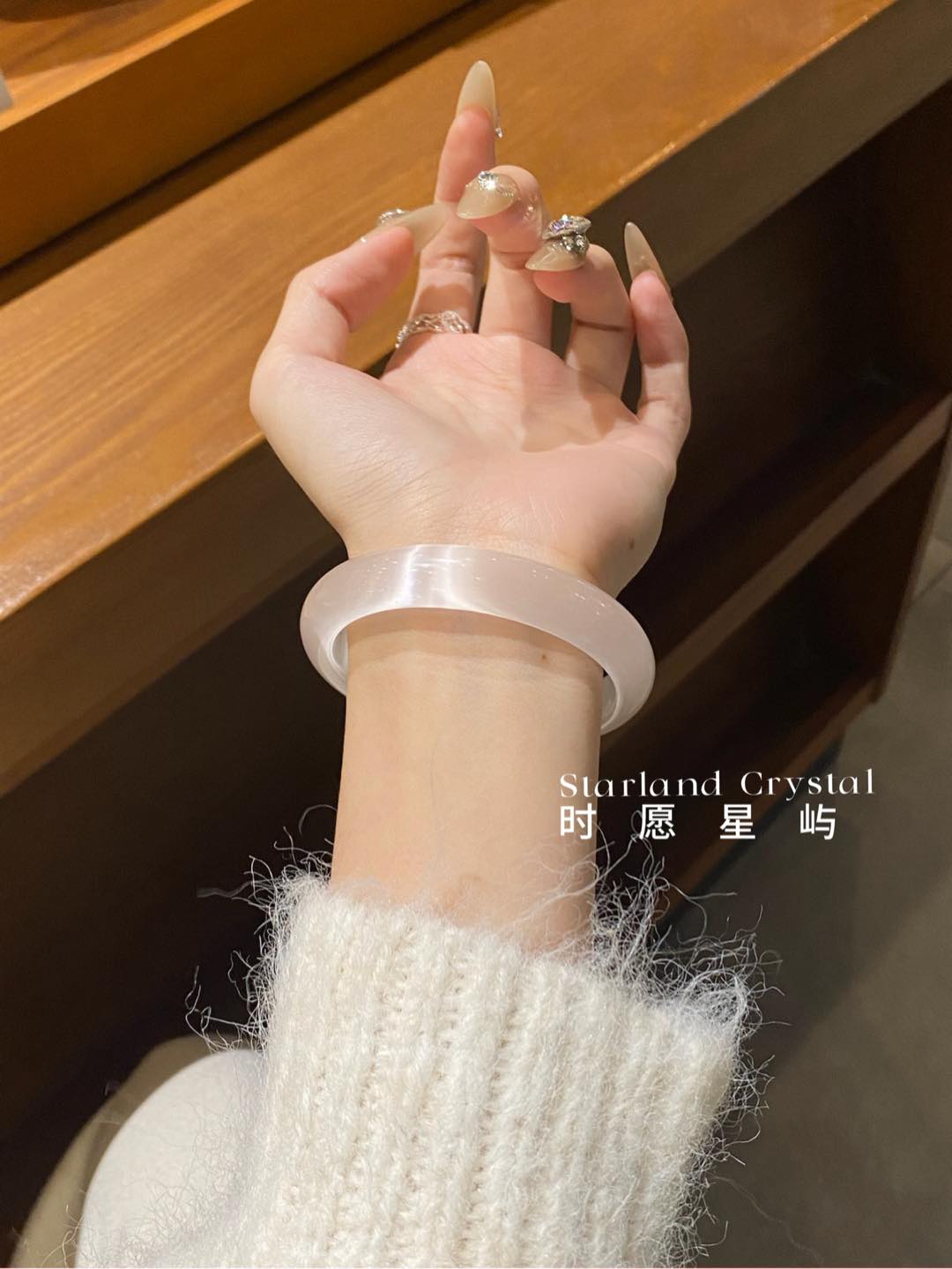 Ballet Pink Cat's Eye Bracelet – Tender Blush Charm Edition