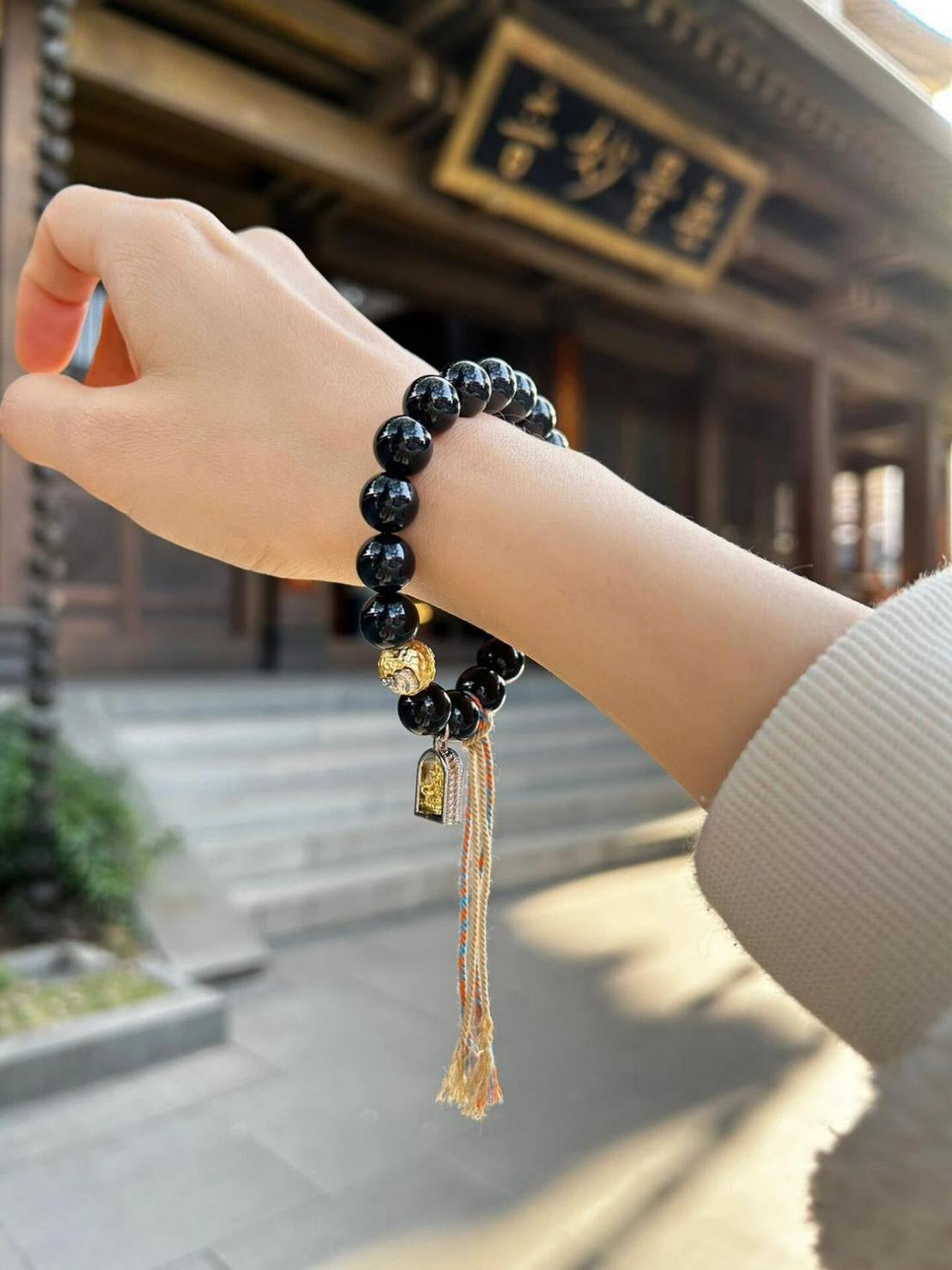 Black Agate Four-Faced Buddha Bracelet – Omnipresent Grace Edition