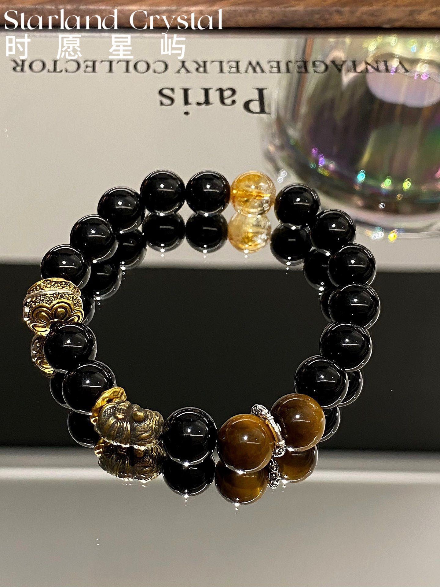 Black Myth Wukong Legacy – Obsidian & Tiger Eye Monkey King Bracelet