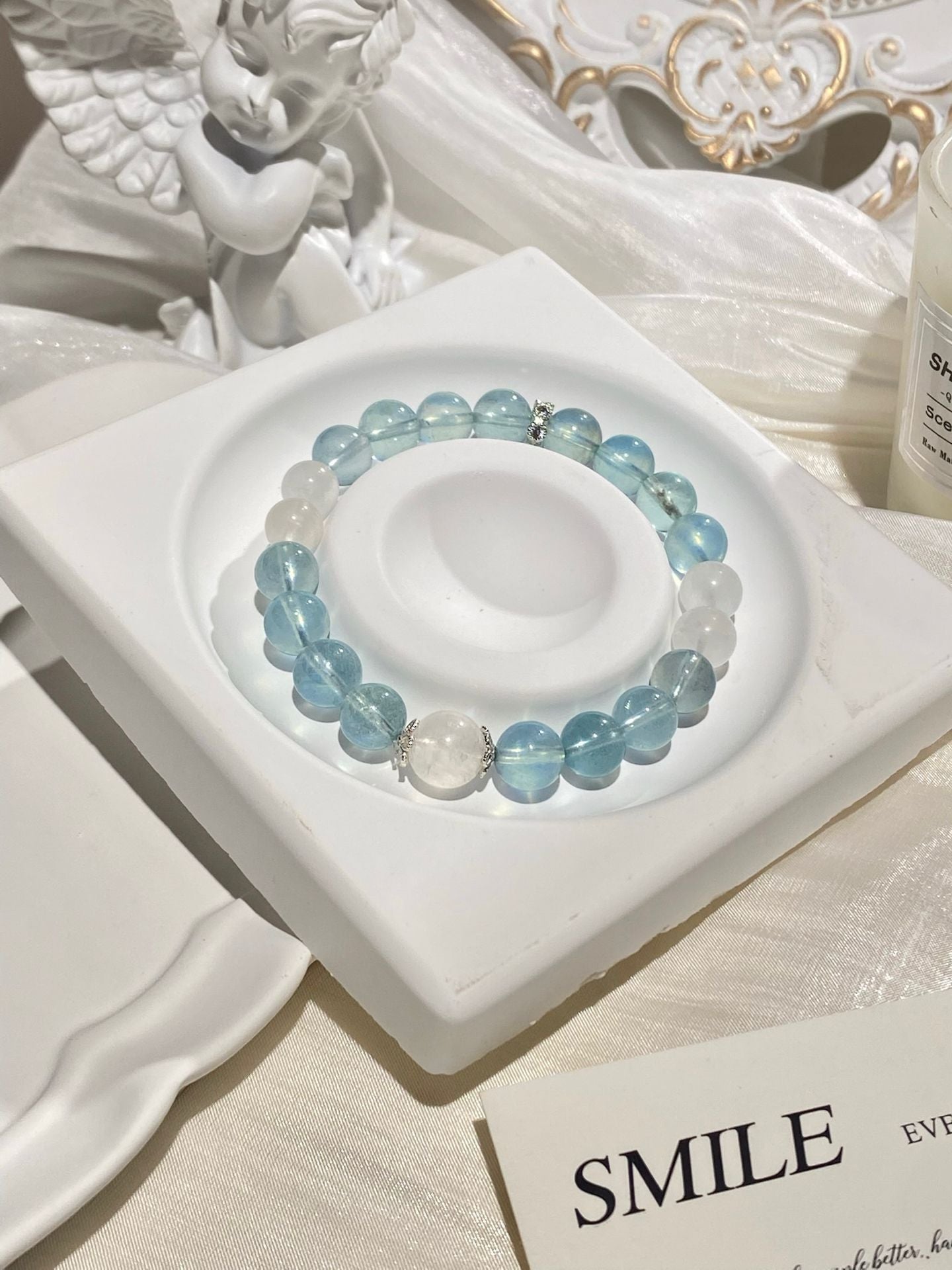 Aurora Sea Whisper – Aquamarine & Blue Moonlight Bracelet