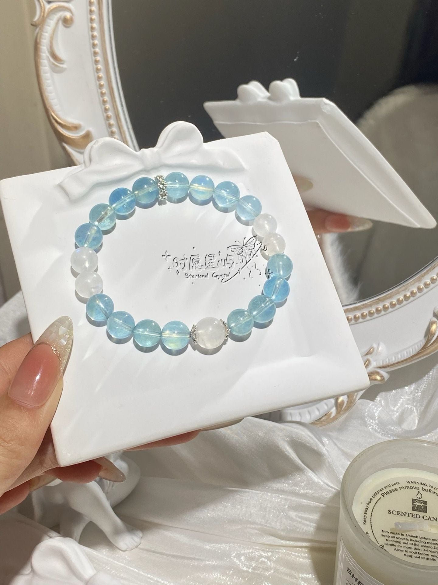 Aurora Sea Whisper – Aquamarine & Blue Moonlight Bracelet