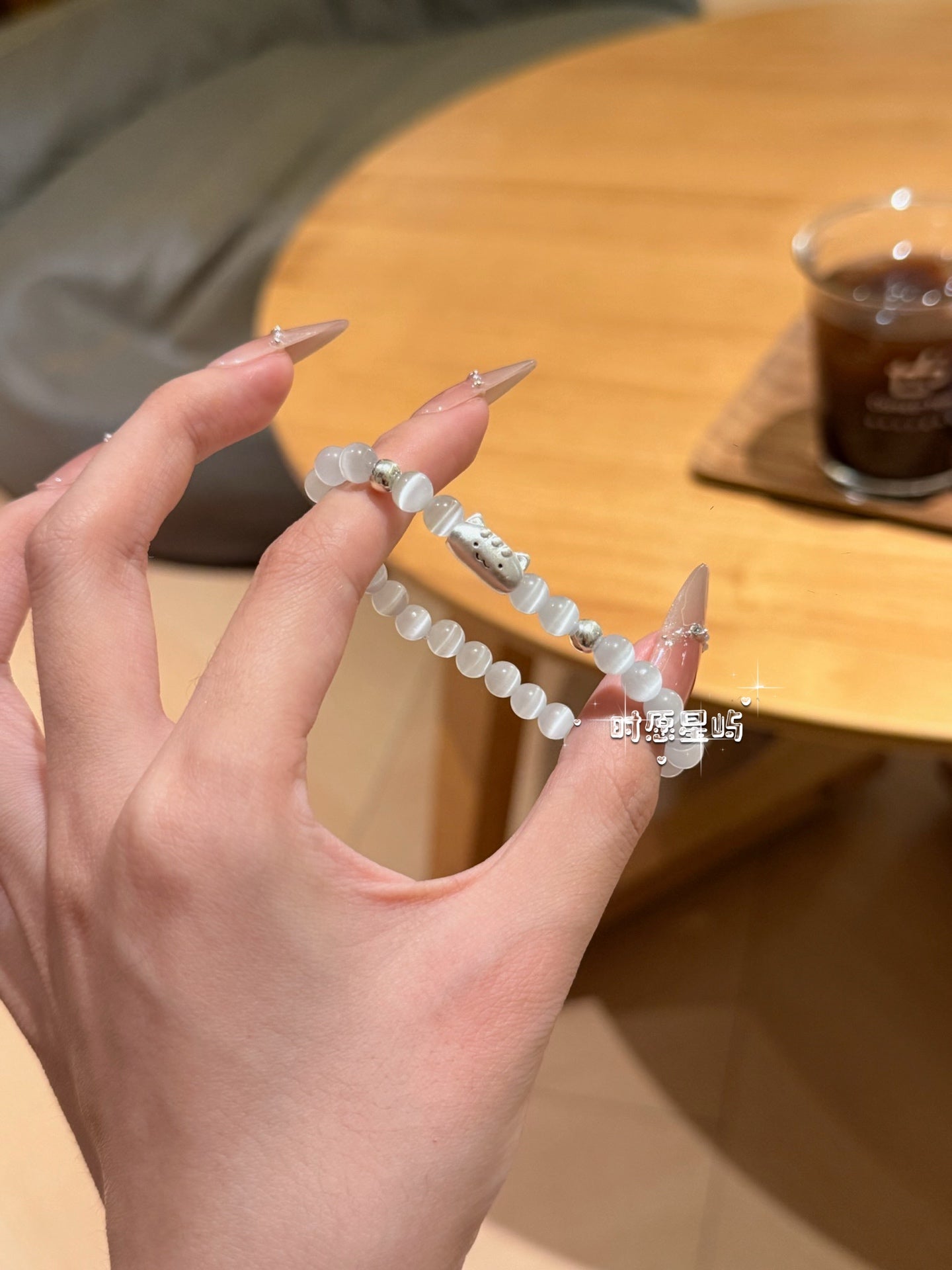 Baguette Cat Family Bracelet · Cat’s Eye White