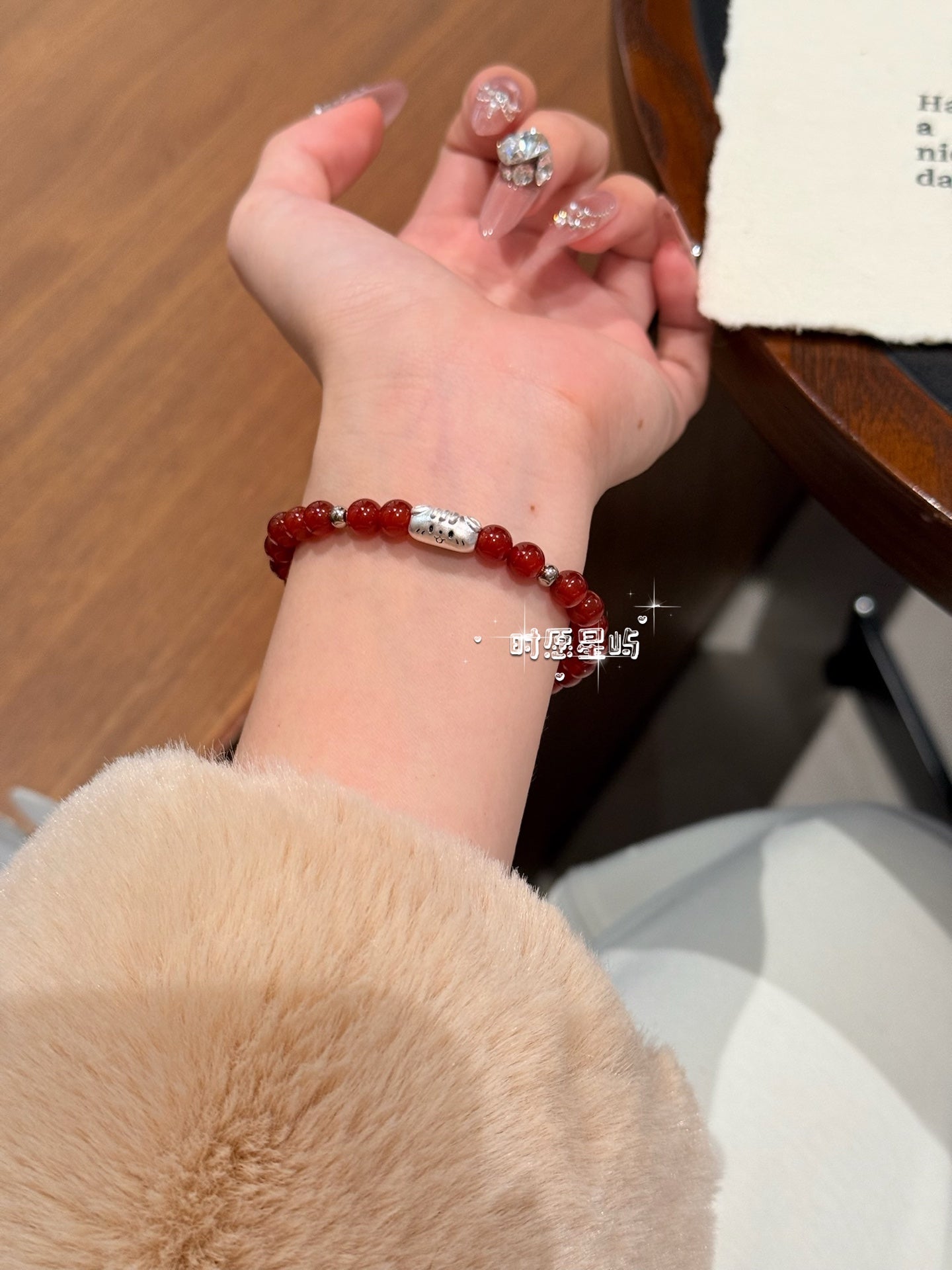 Baguette Dog Family · Red Agate Silver Edition Bracelet