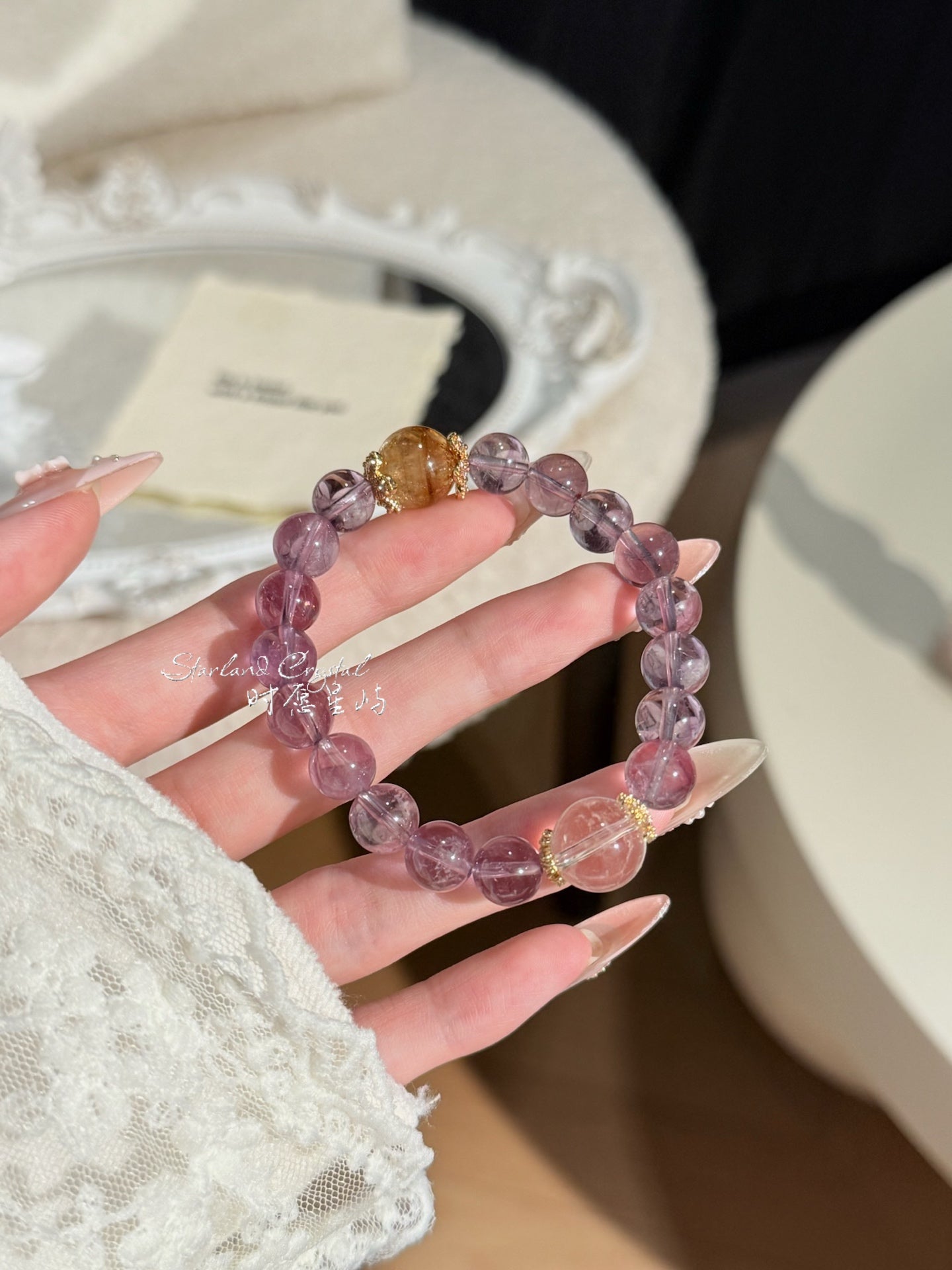 Amethyst Tower Crystal Bracelet · Purple Starlight