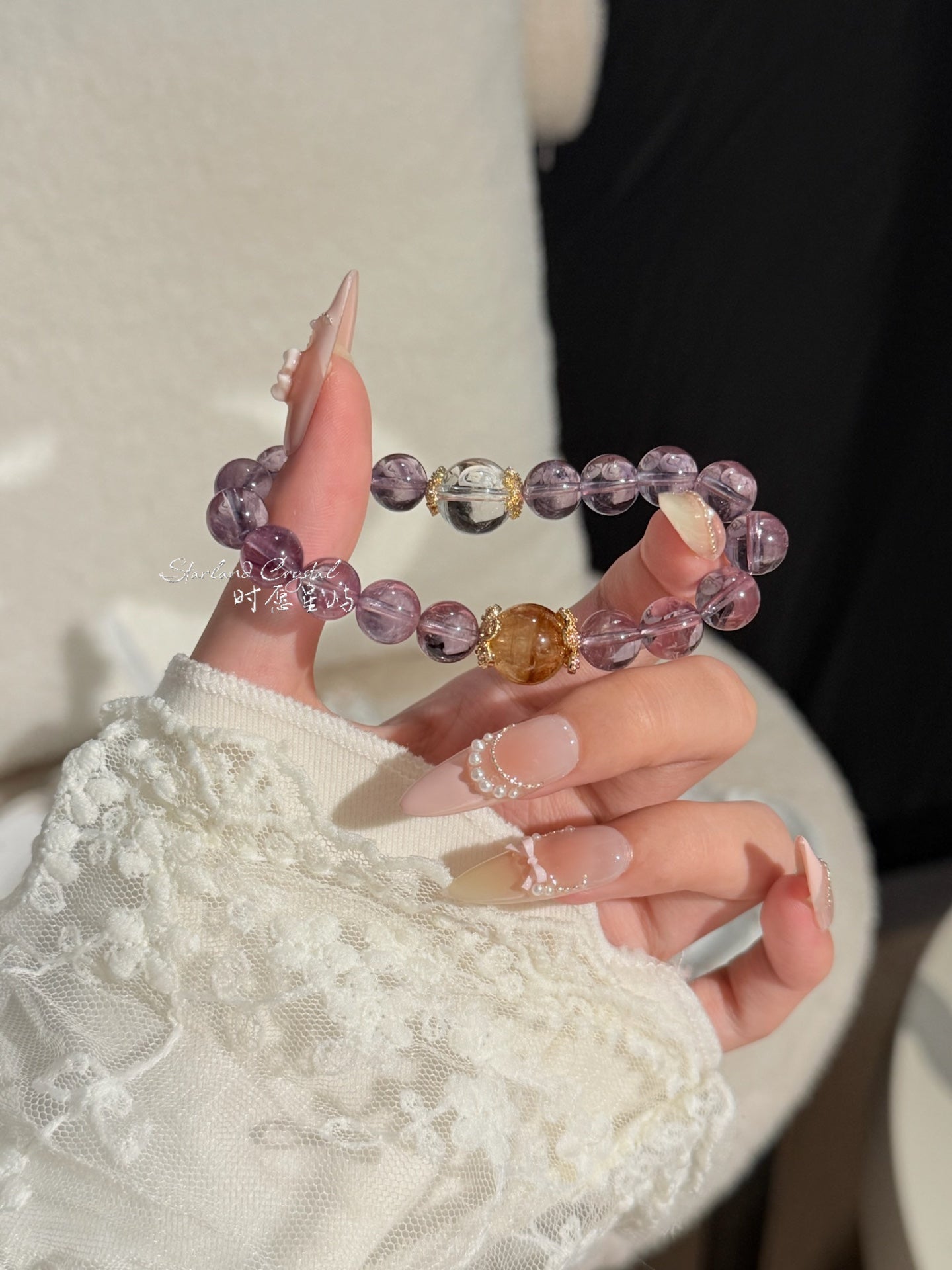 Amethyst Tower Crystal Bracelet · Purple Starlight