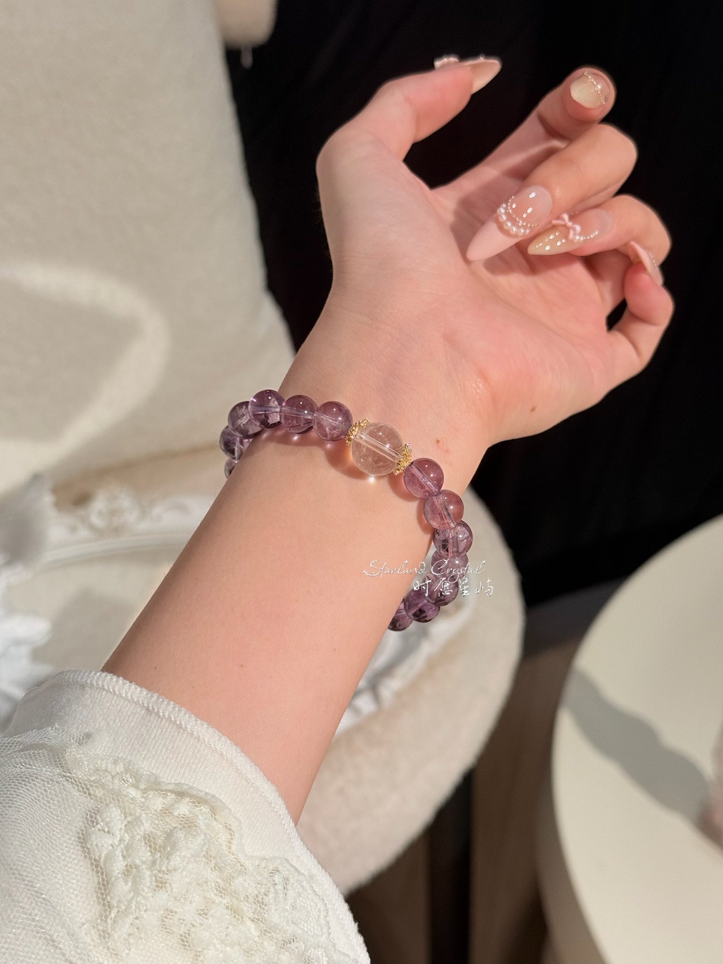 Amethyst Tower Crystal Bracelet · Purple Starlight